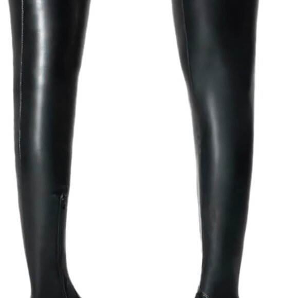 Shoes - Black Thigh High Boots Women Over the Knee Leather Zipper Party Shoes